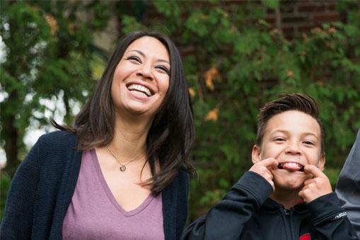 mom and son having fun